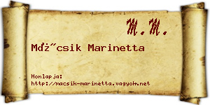 Mácsik Marinetta névjegykártya